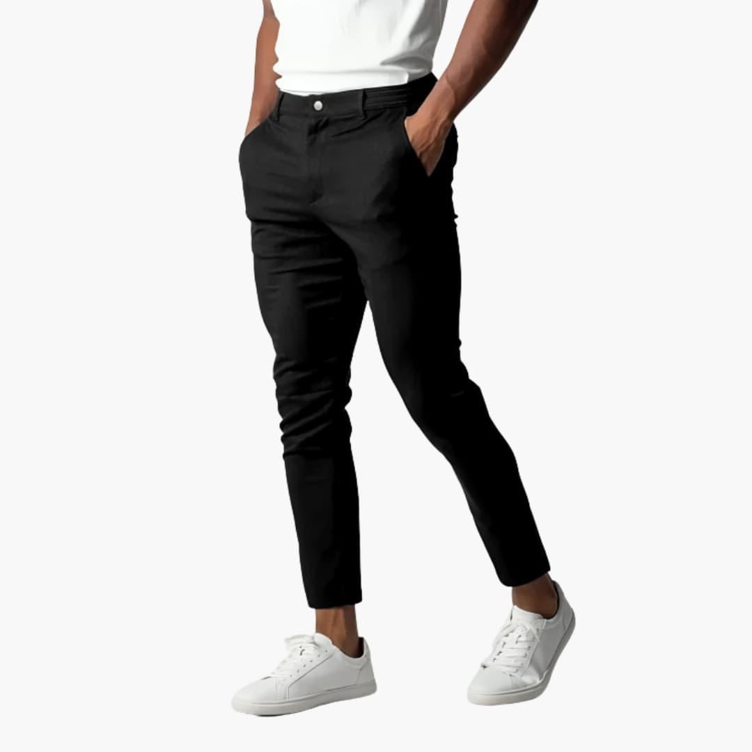 Pantalon chino homme stretch coupe ajustée taille moyenne poches obliques