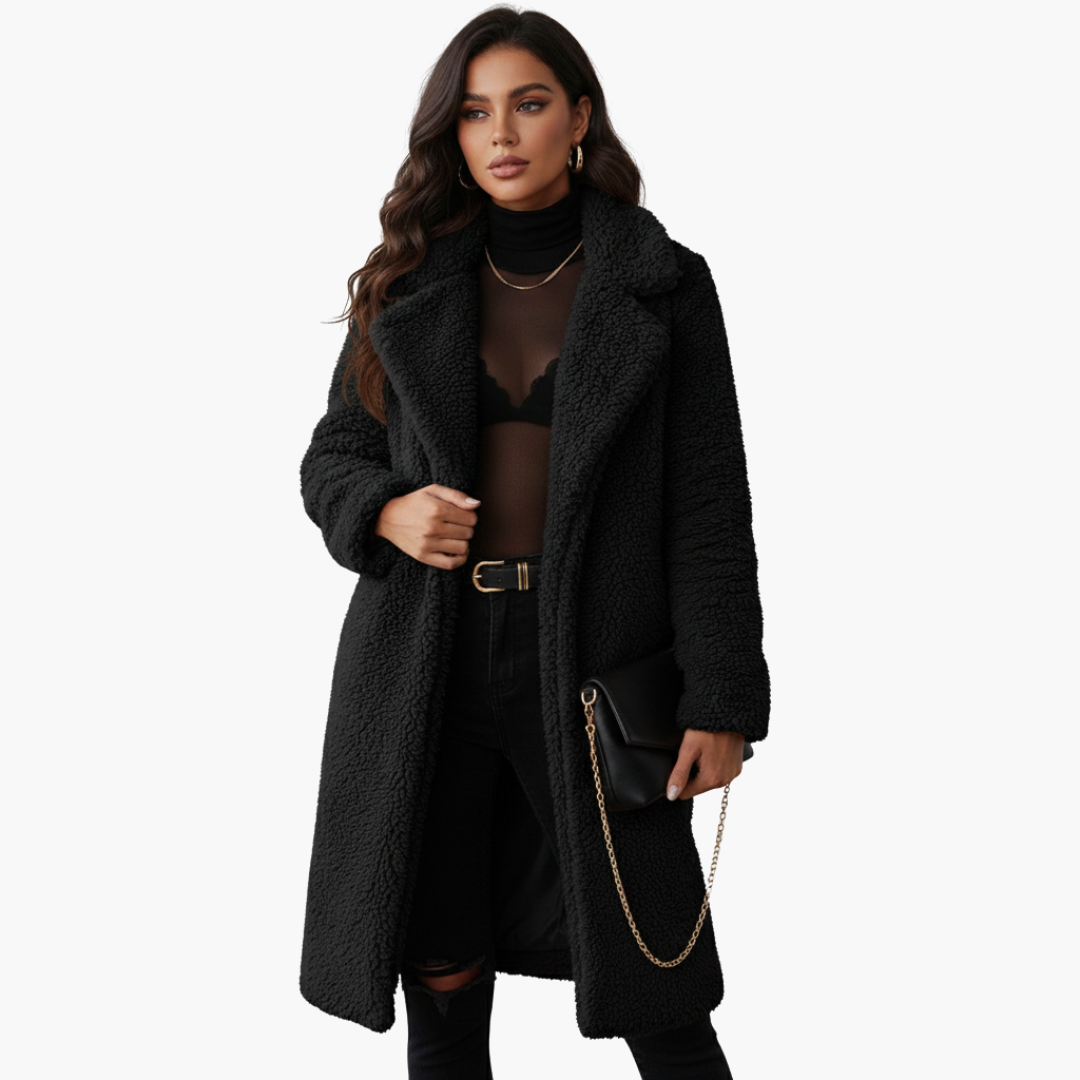 Veste longue femme avec large revers