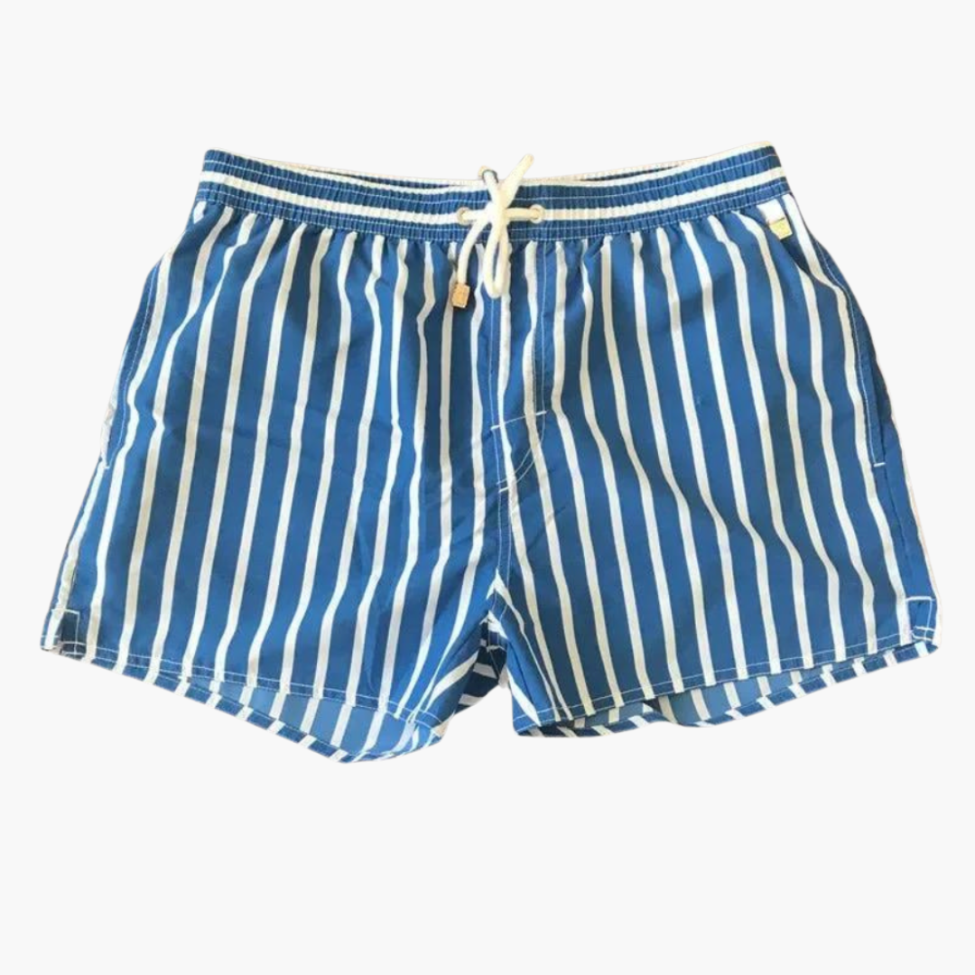 Short de bain homme à rayures en polyester à séchage rapide avec doublure en maille