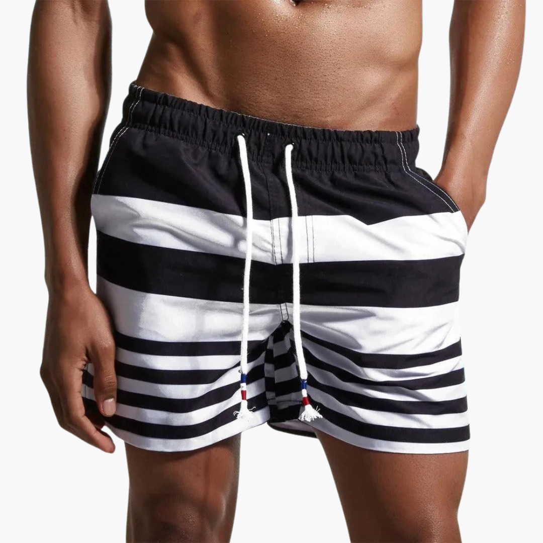 Short de bain rayé avec cordon réglable pour homme