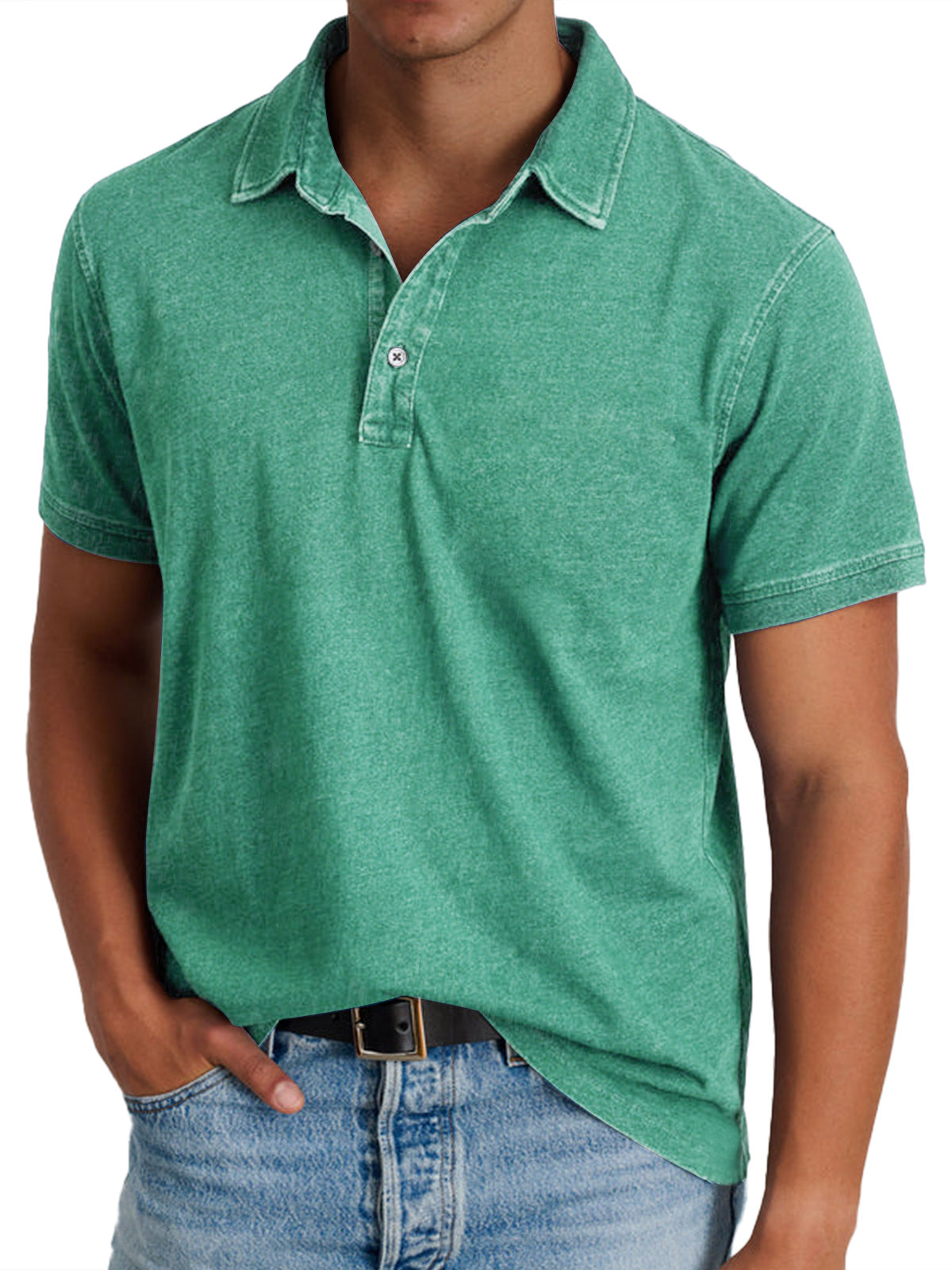 Polo homme col V | Léger et respirant, boutons discrets | Nombreux coloris, tailles S à XXXL