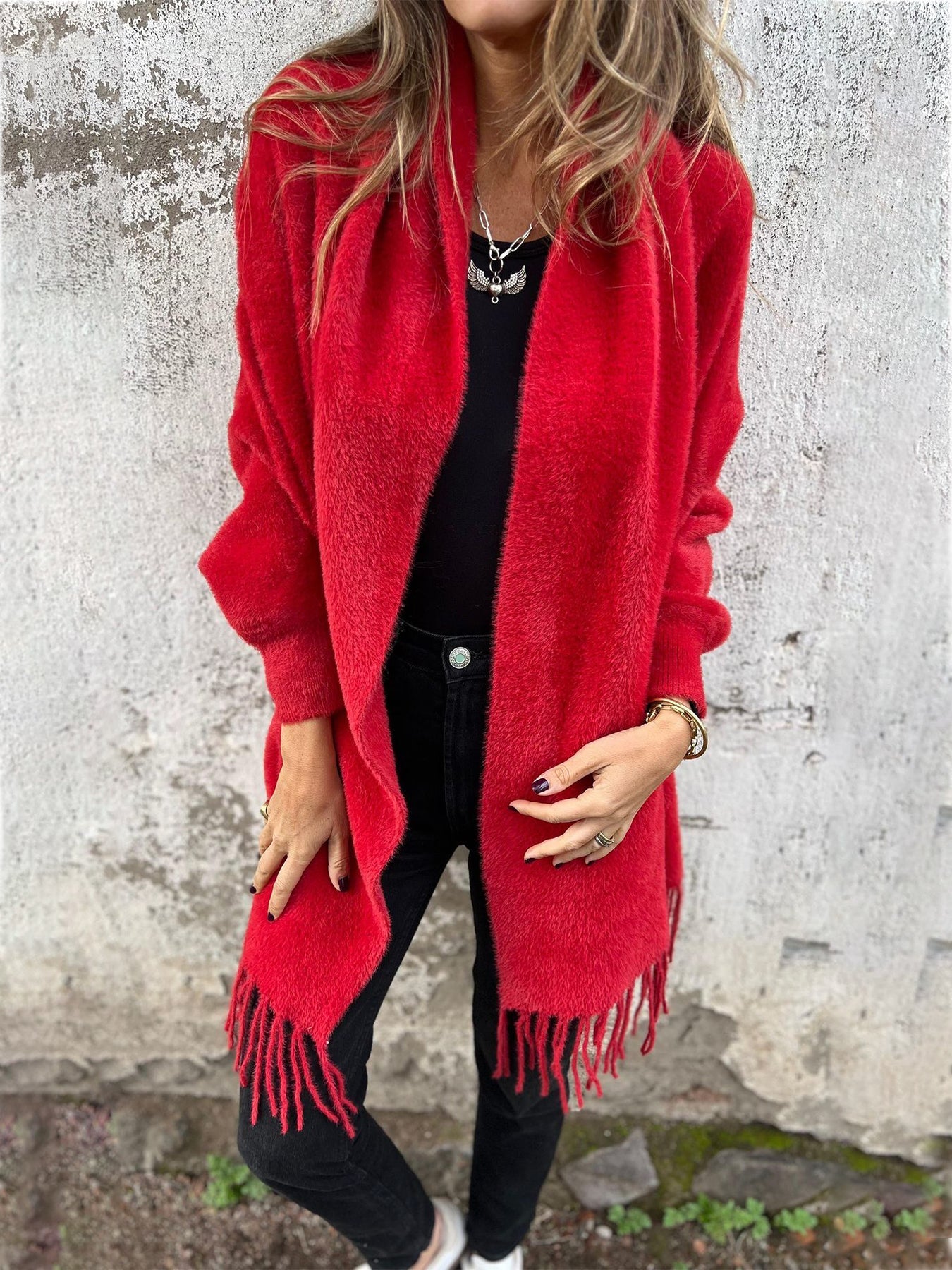 Gilet Ouvert Femme Avec Franges – Style Chic Et Confortable