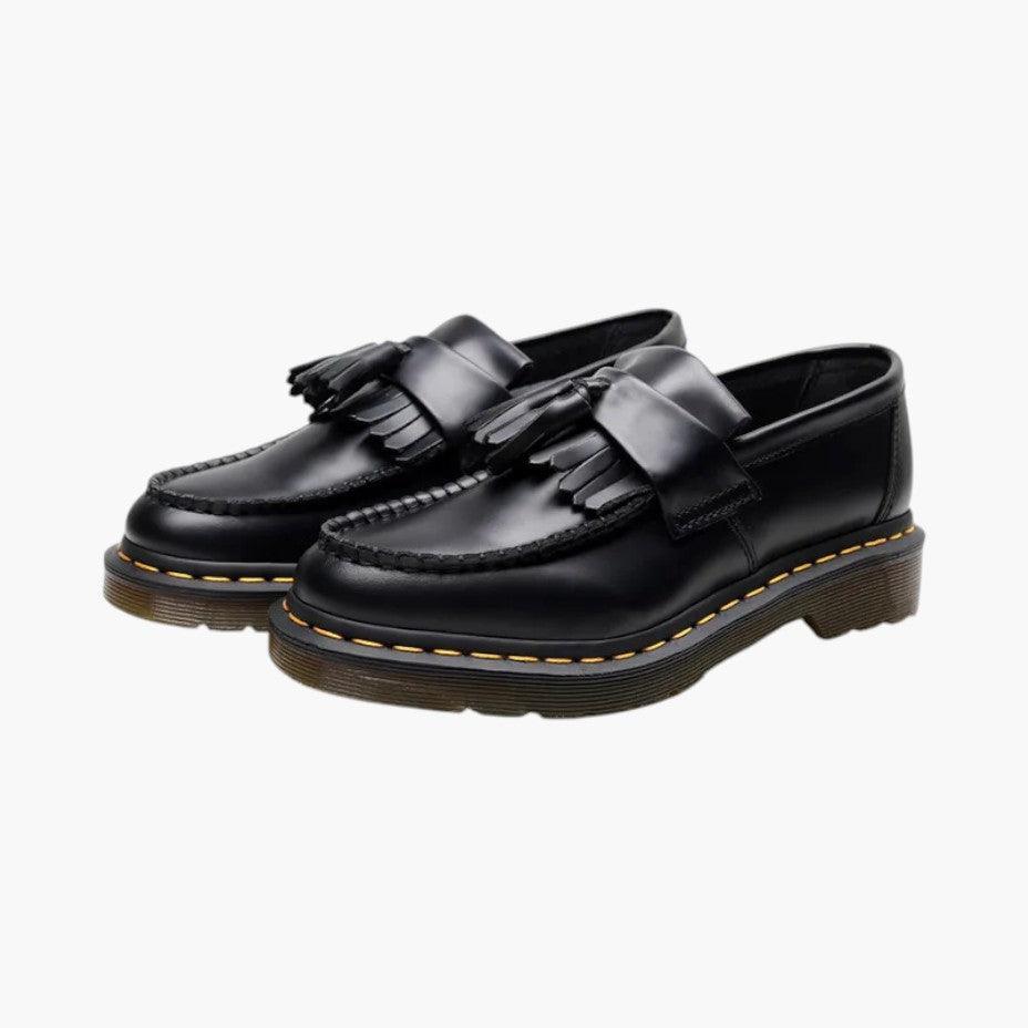 Mocassins en cuir noir pour homme avec glands