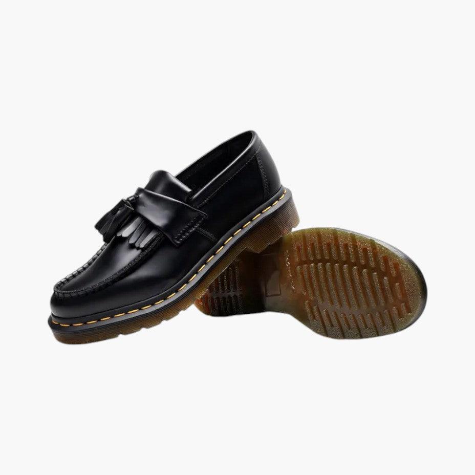 Mocassins en cuir noir pour homme avec glands