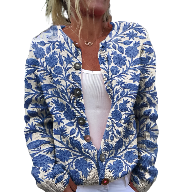 Cardigan femme à fleurs | Léger, coupe fluide | Idéal mi-saison, superposition sur robe ou top