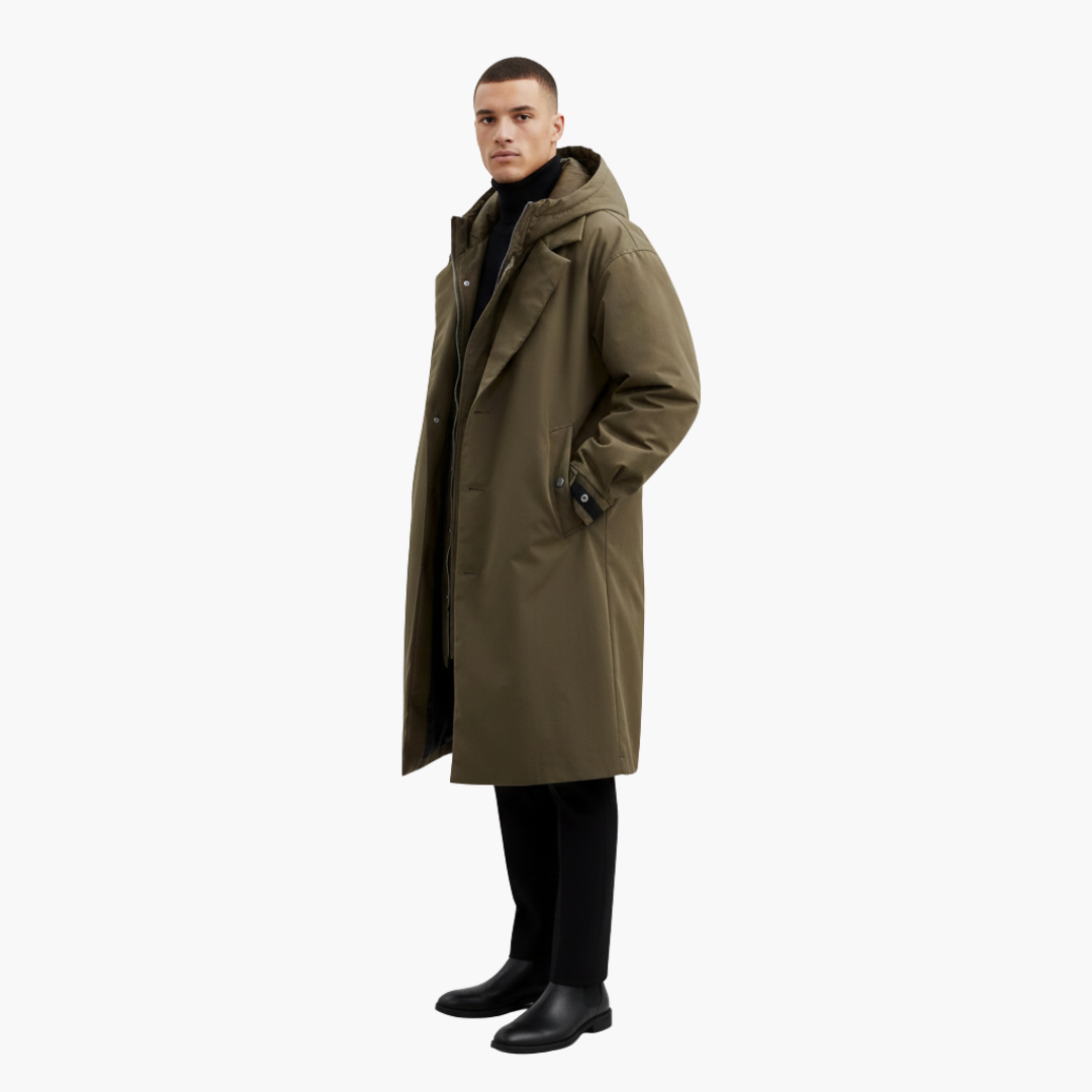 Trench homme avec col à revers et fermeture boutonnée
