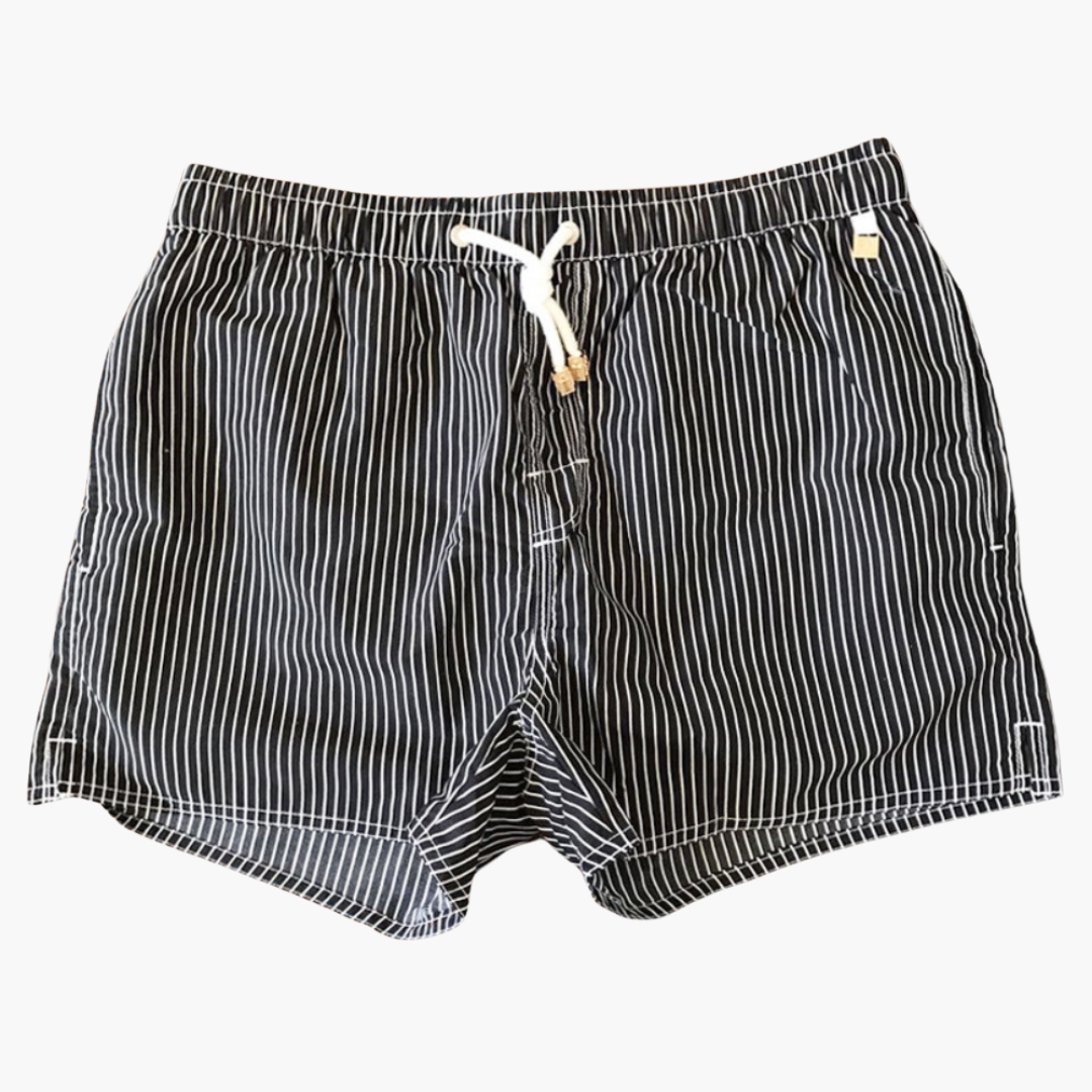 Short de bain homme à rayures en polyester à séchage rapide avec doublure en maille