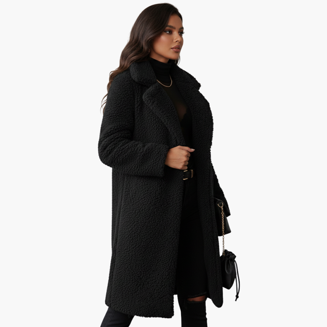 Veste longue femme avec large revers