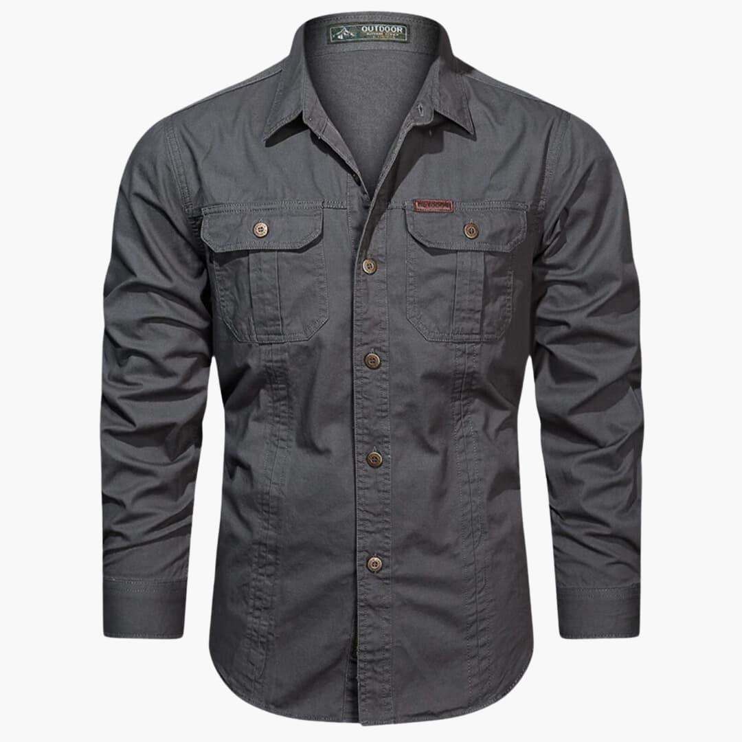 Chemise cargo homme | Poches multiples, coupe décontractée | Manches longues, style utilitaire