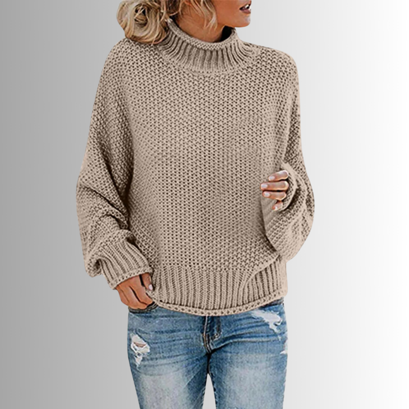 Pull Femme Col Montant En Maille Douce | Haut Élégant Pour L’Automne Et L’Hiver