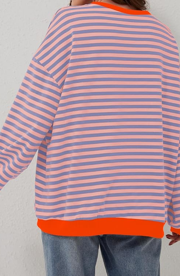 Pull femme rayé | Coupe ample confortable, rayures horizontales | Style décontracté mi saison