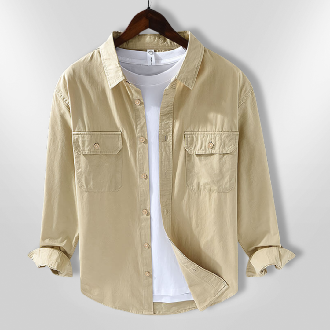 Chemise homme manches longues | Coupe décontractée, col classique, 2 poches poitrine | Boutonnage intégral, tailles S à XXL