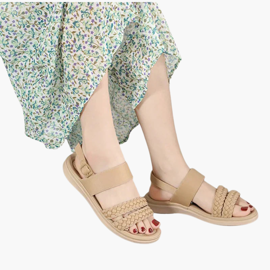 Sandales Femme avec Brides Tressées et Semelle Flexible
