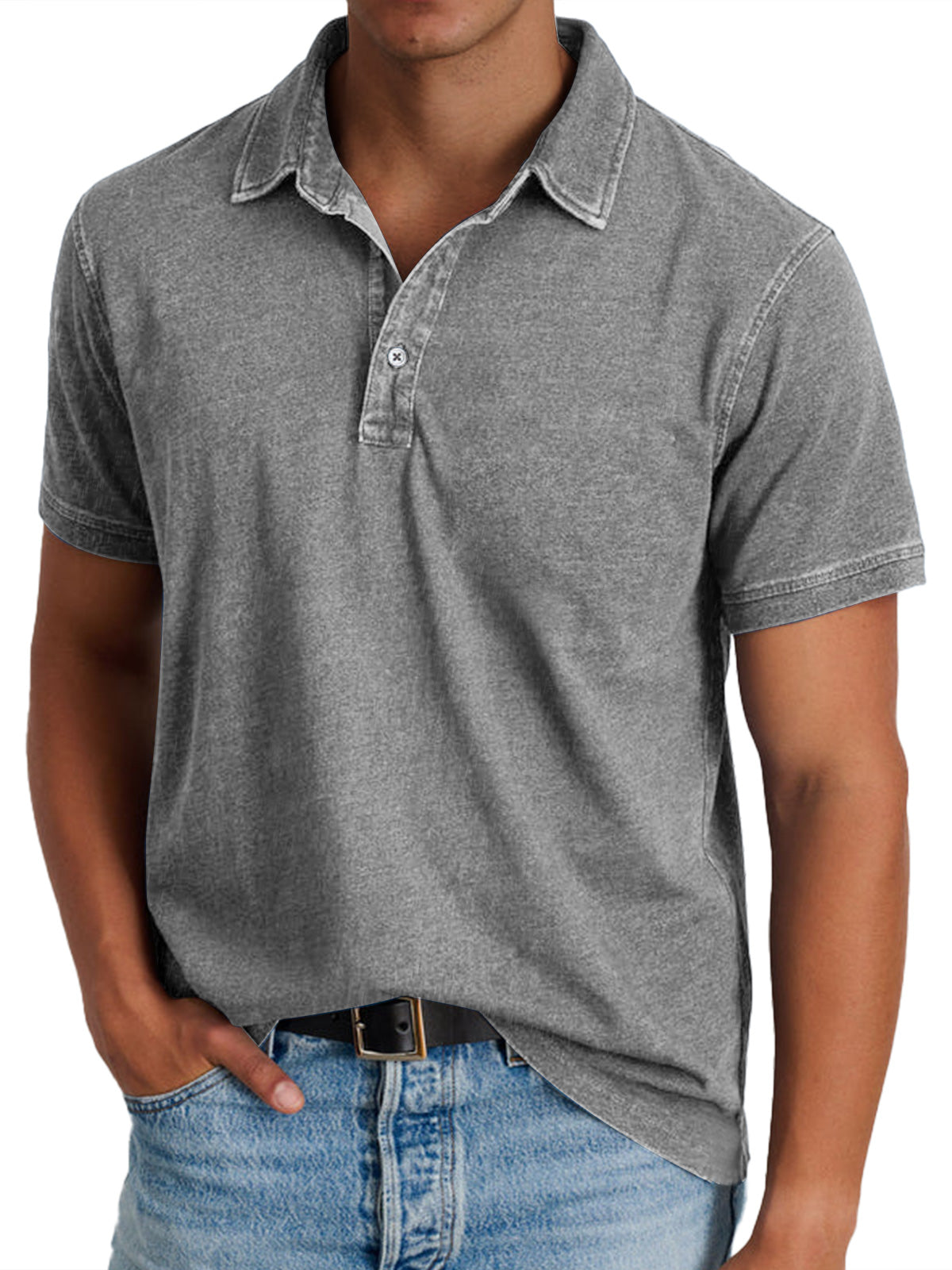 Polo homme col V | Léger et respirant, boutons discrets | Nombreux coloris, tailles S à XXXL