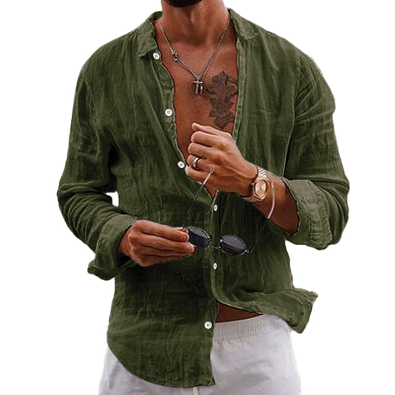 Chemise homme unie | col revers  manches longues
