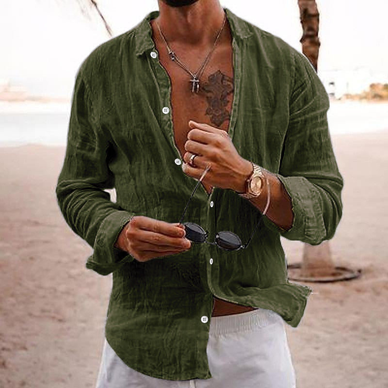 Chemise homme unie | col revers  manches longues