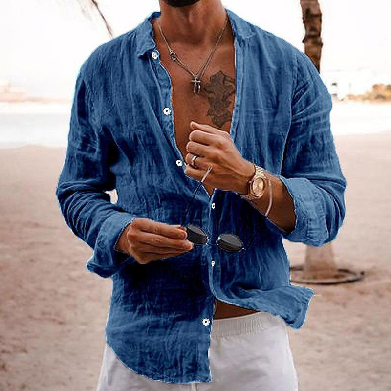 Chemise homme unie | col revers  manches longues