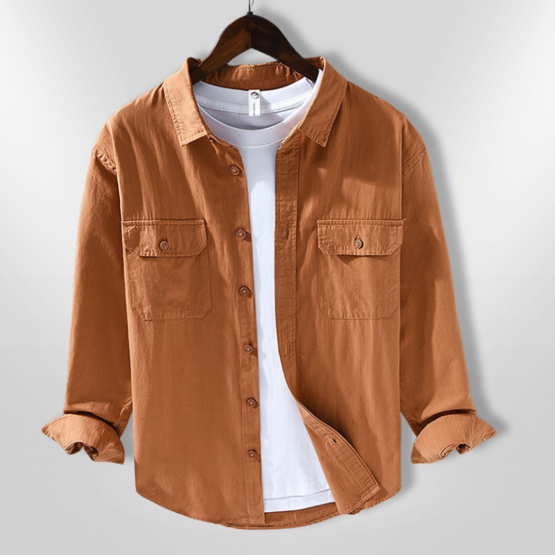 Chemise homme manches longues | Coupe décontractée, col classique, 2 poches poitrine | Boutonnage intégral, tailles S à XXL