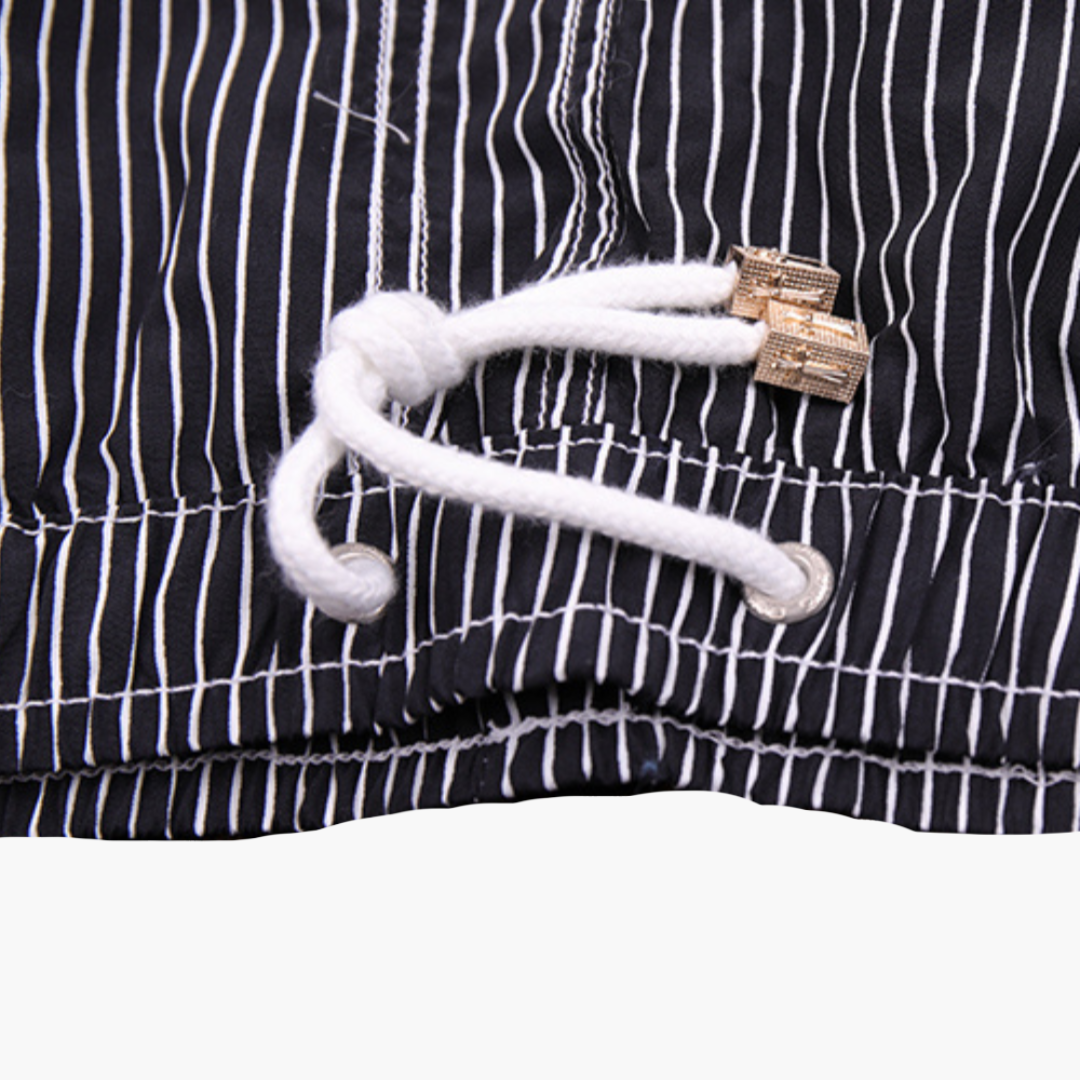 Short de bain homme à rayures en polyester à séchage rapide avec doublure en maille