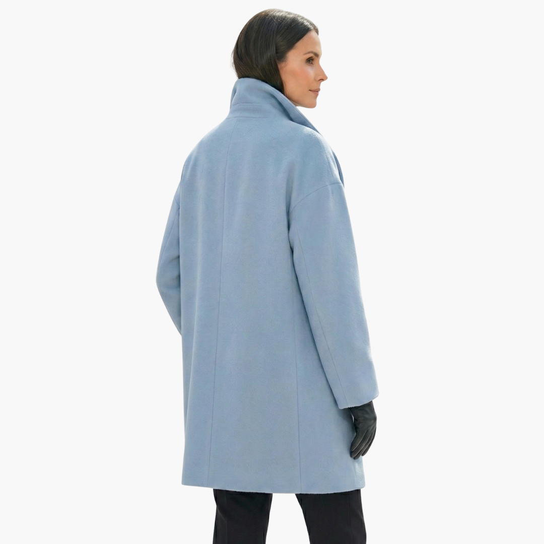 Manteau femme mi-long avec large col ouvert