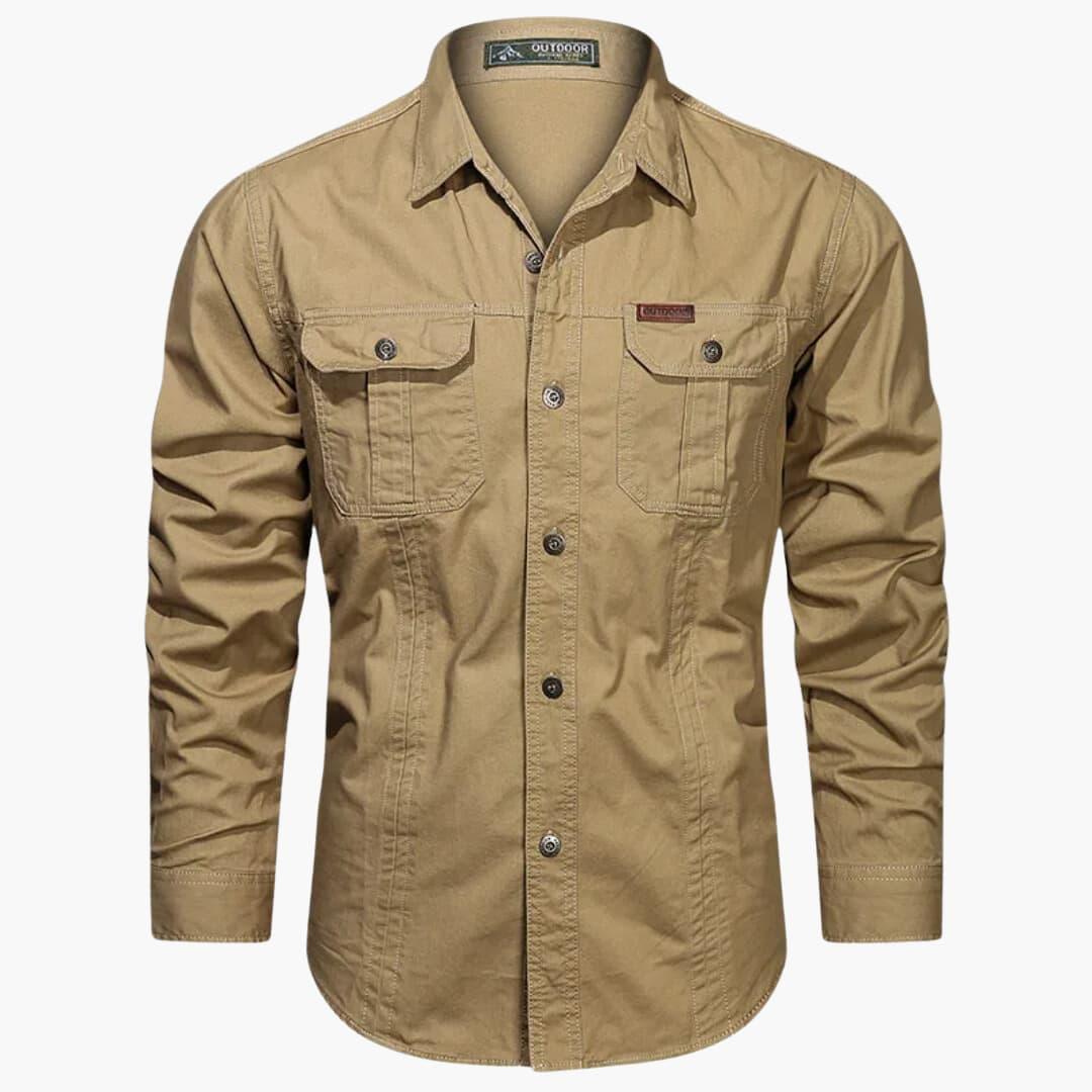 Chemise cargo homme | Poches multiples, coupe décontractée | Manches longues, style utilitaire