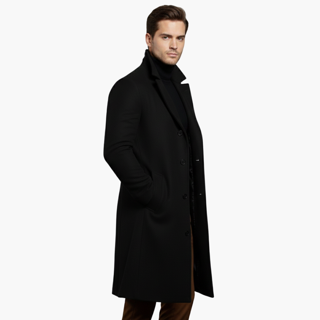 Trench homme long avec col à revers