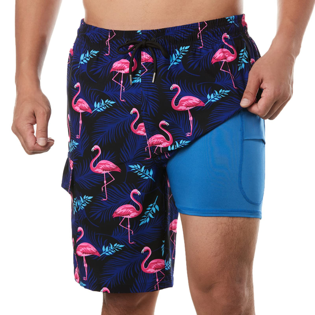 Calções de banho para homens com bolsos laterais