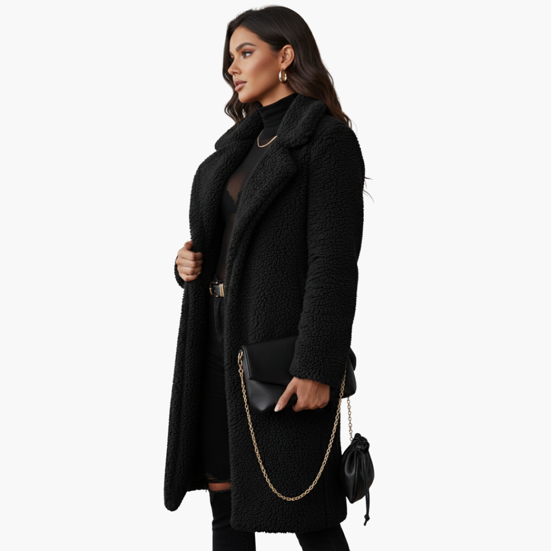 Veste longue femme avec large revers