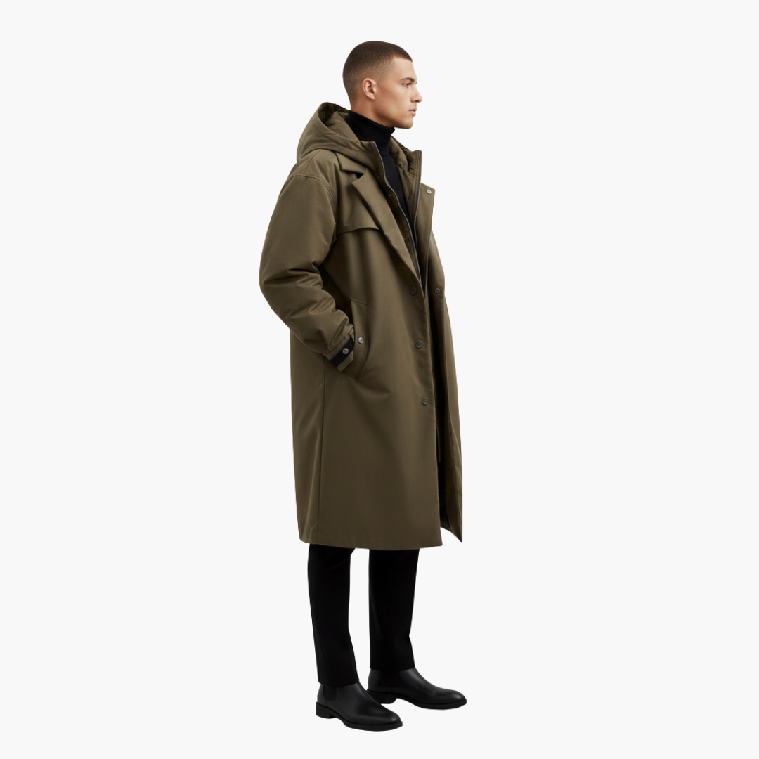 Trench homme avec col à revers et fermeture boutonnée