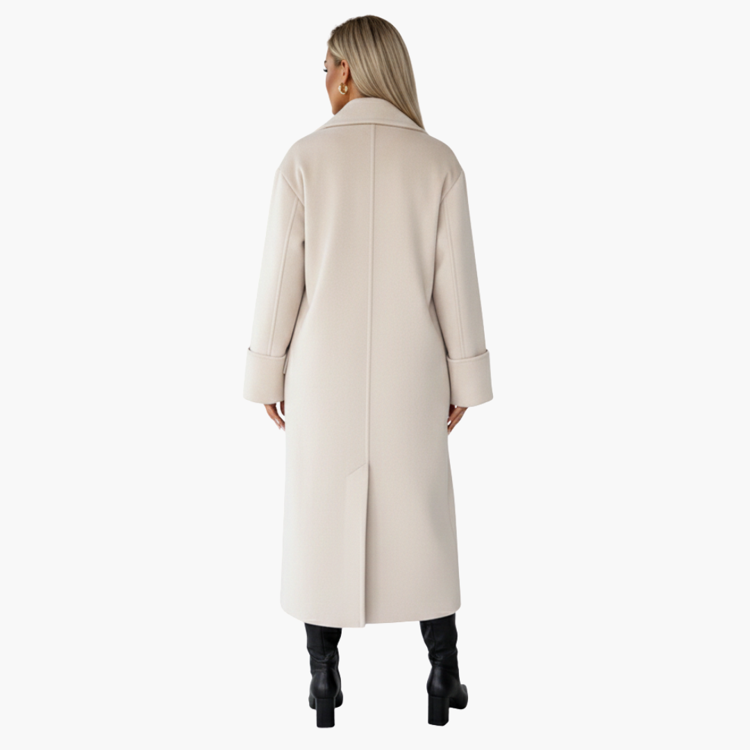 Manteau long pour femme avec col à revers et fermeture à boutons