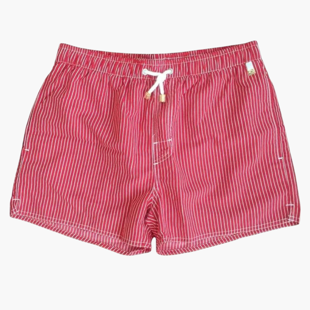 Short de bain homme à rayures en polyester à séchage rapide avec doublure en maille