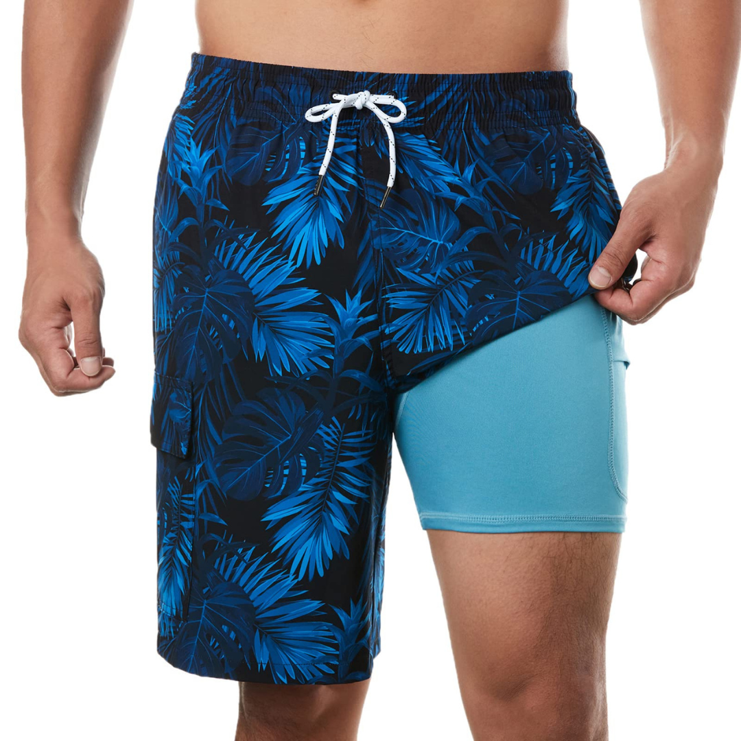 Calções de banho para homens com bolsos laterais