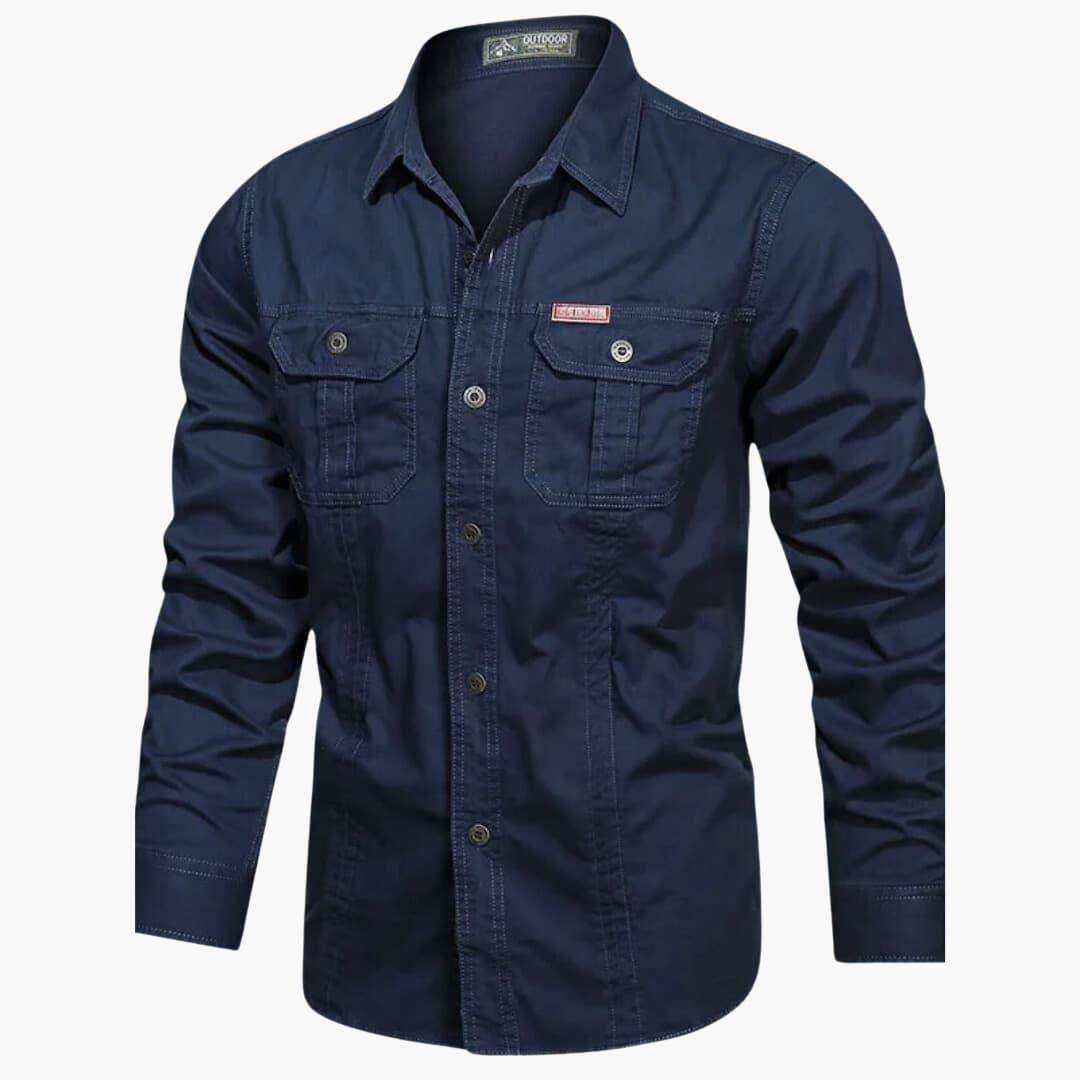 Chemise cargo homme | Poches multiples, coupe décontractée | Manches longues, style utilitaire