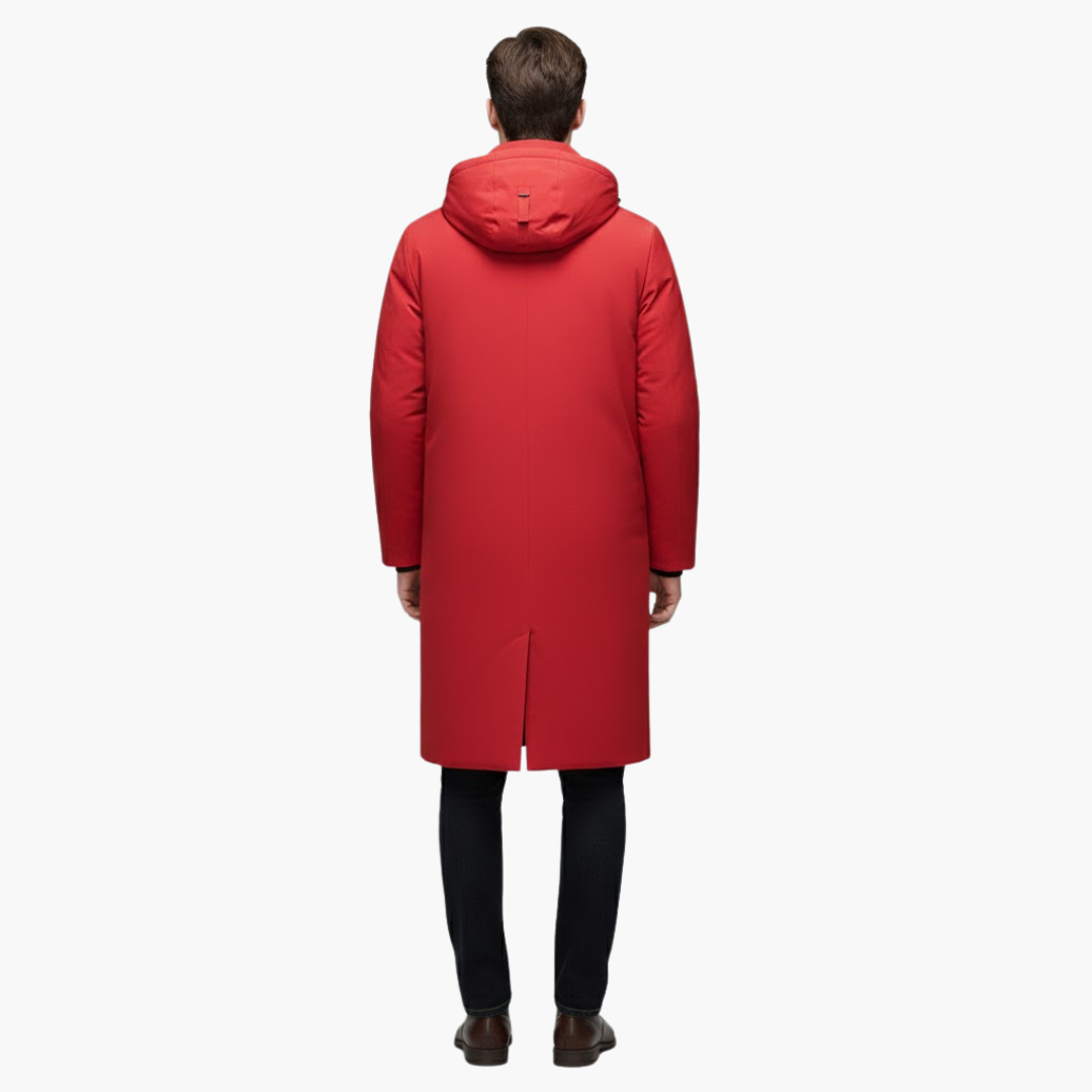 Manteau homme long avec capuche et fermeture zippée