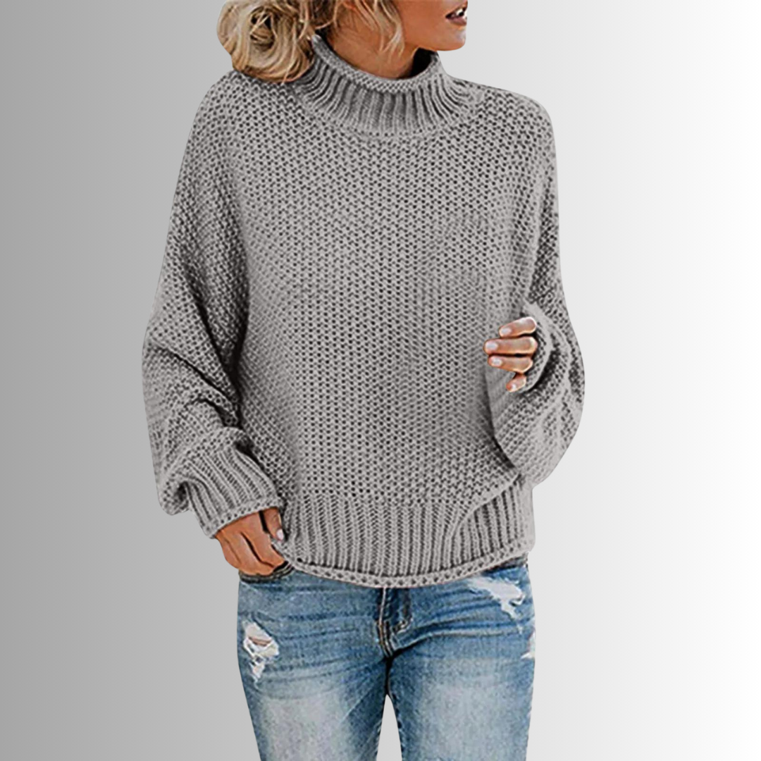 Pull Femme Col Montant En Maille Douce | Haut Élégant Pour L’Automne Et L’Hiver