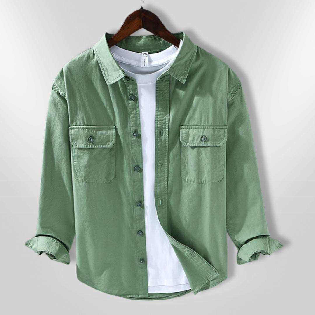 Chemise homme manches longues | Coupe décontractée, col classique, 2 poches poitrine | Boutonnage intégral, tailles S à XXL