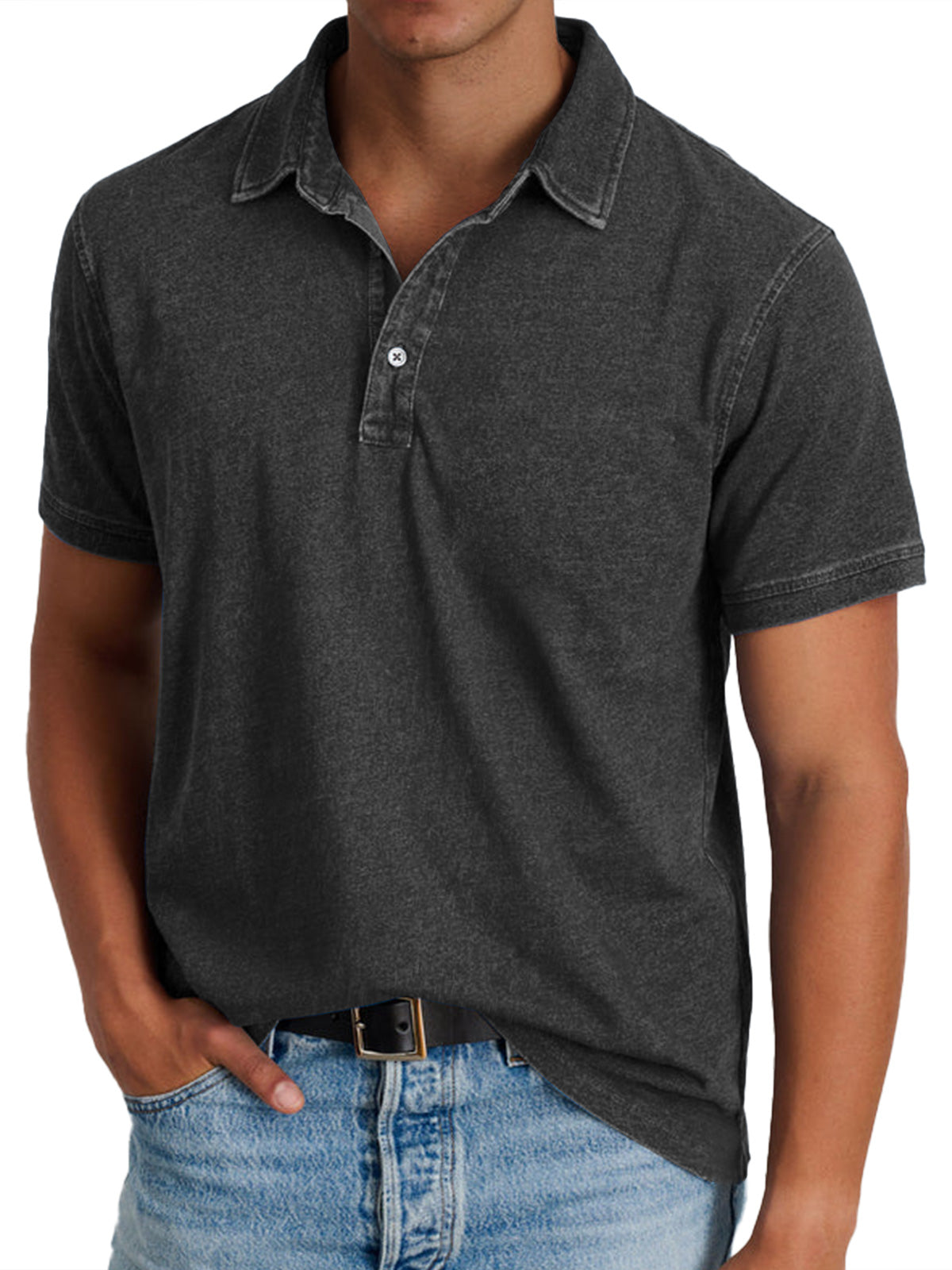 Polo homme col V | Léger et respirant, boutons discrets | Nombreux coloris, tailles S à XXXL