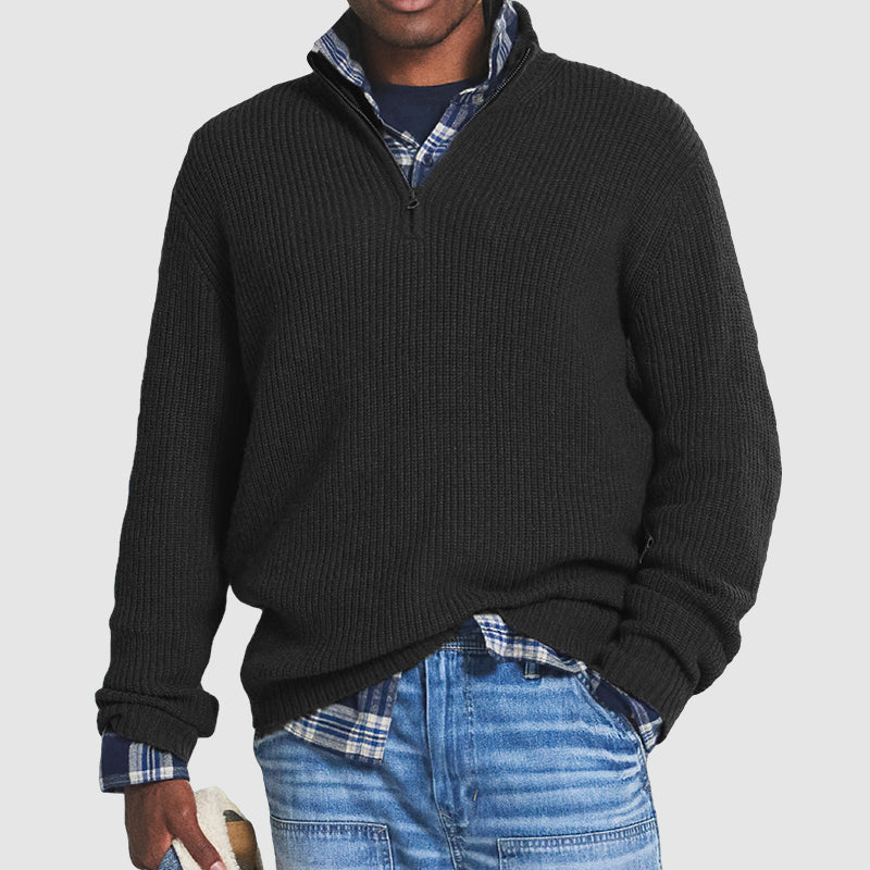 Pull Demi-Zip Homme | Style Business-Casual | Col Montant | Confort Quotidien