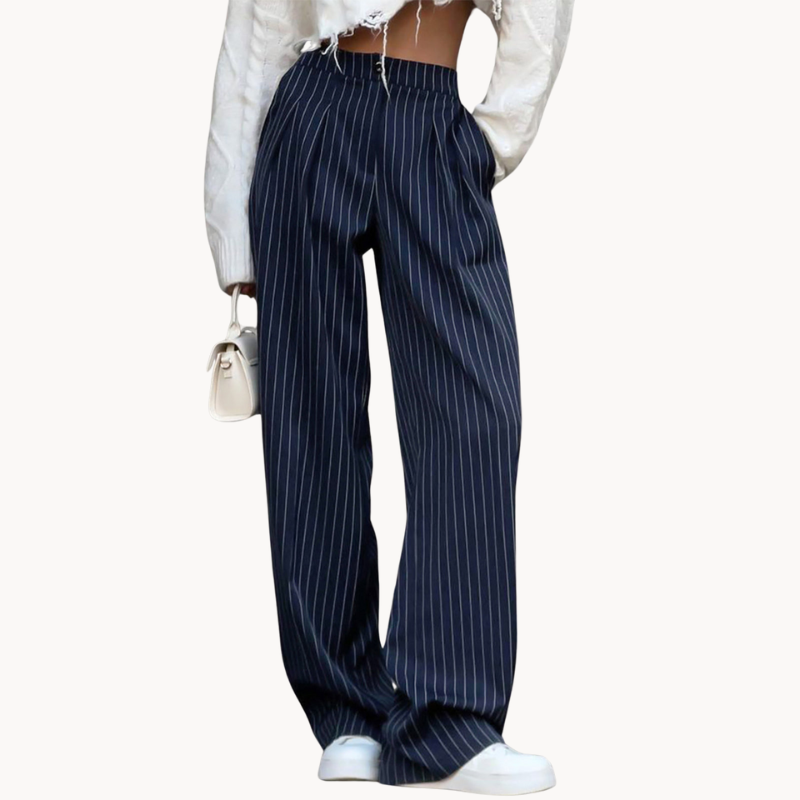Pantalon femme à rayures chic | Coupe fluide et style élégant pour bureau et loisirs