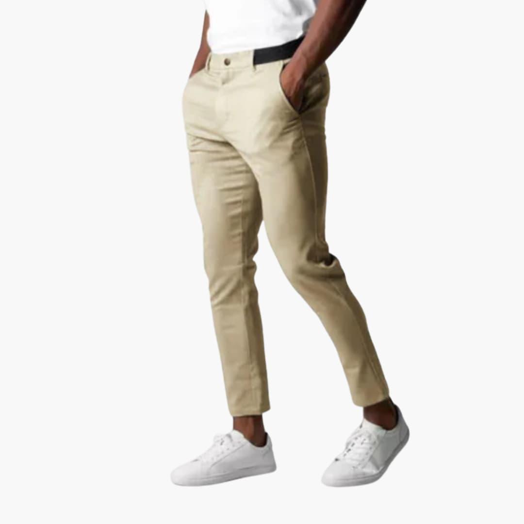 Pantalon chino homme stretch coupe ajustée taille moyenne poches obliques
