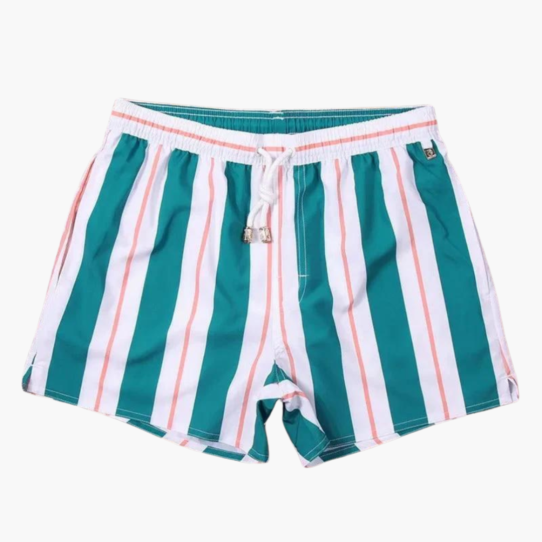 Short de bain homme à rayures en polyester à séchage rapide avec doublure en maille