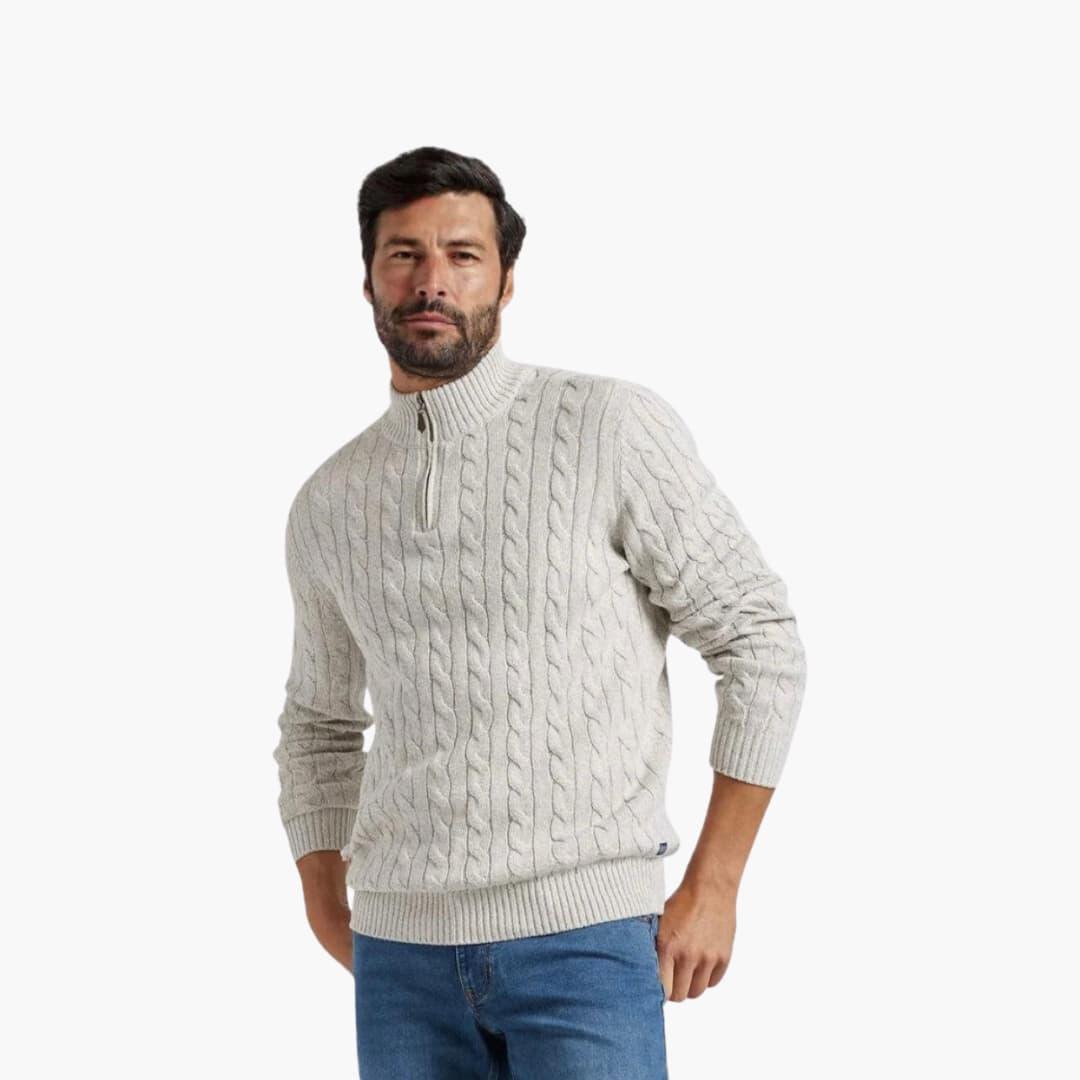 Pull Homme avec Demi-Zip et Ourlet Côtelé