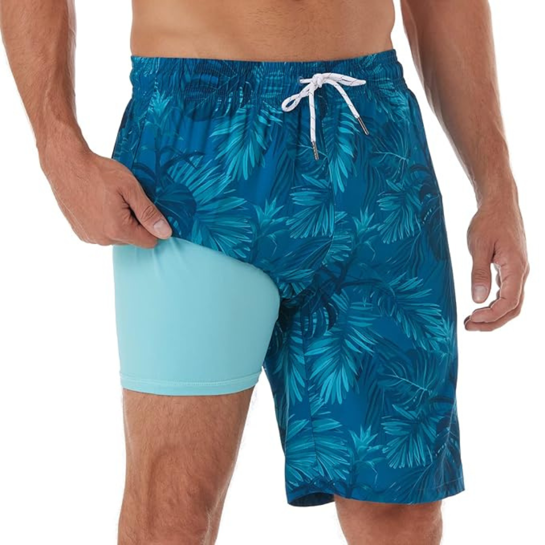 Calções de banho para homens com bolsos laterais