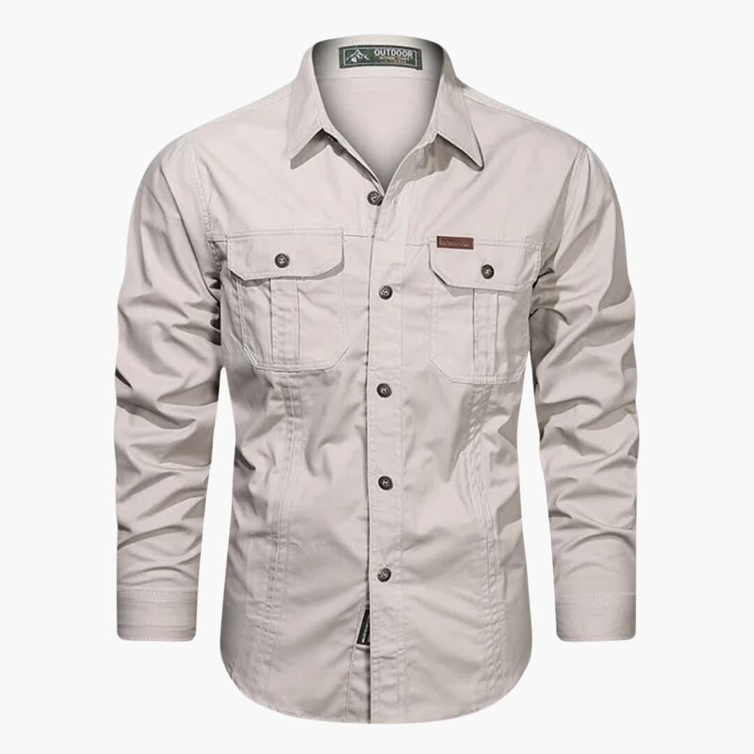 Chemise cargo homme | Poches multiples, coupe décontractée | Manches longues, style utilitaire