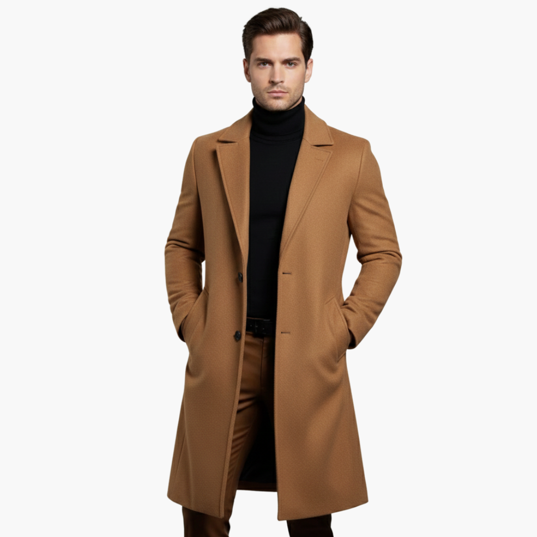 Trench homme long avec col à revers