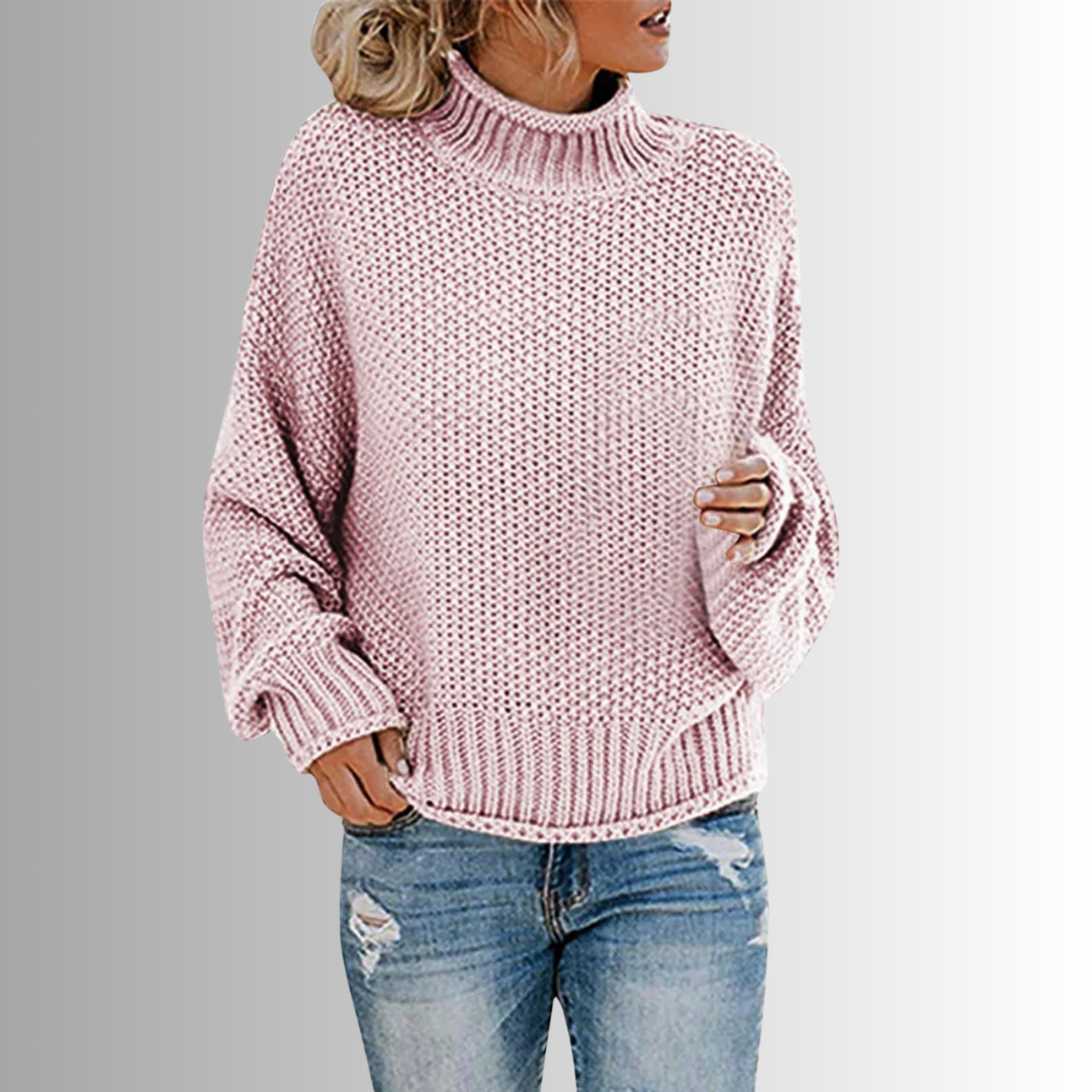 Pull Femme Col Montant En Maille Douce | Haut Élégant Pour L’Automne Et L’Hiver
