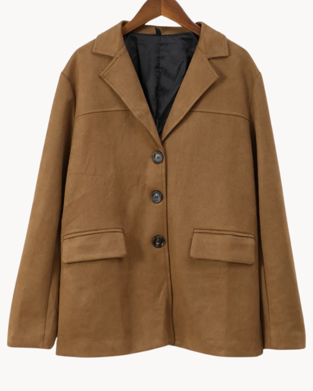 Blazer femme camel | Coupe droite élégante | Mi-saison, style chic décontracté