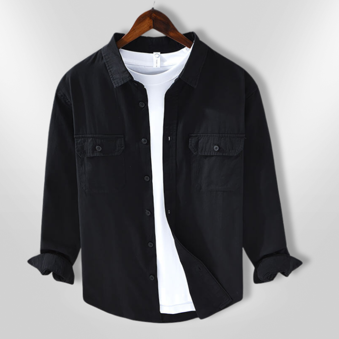 Chemise homme manches longues | Coupe décontractée, col classique, 2 poches poitrine | Boutonnage intégral, tailles S à XXL