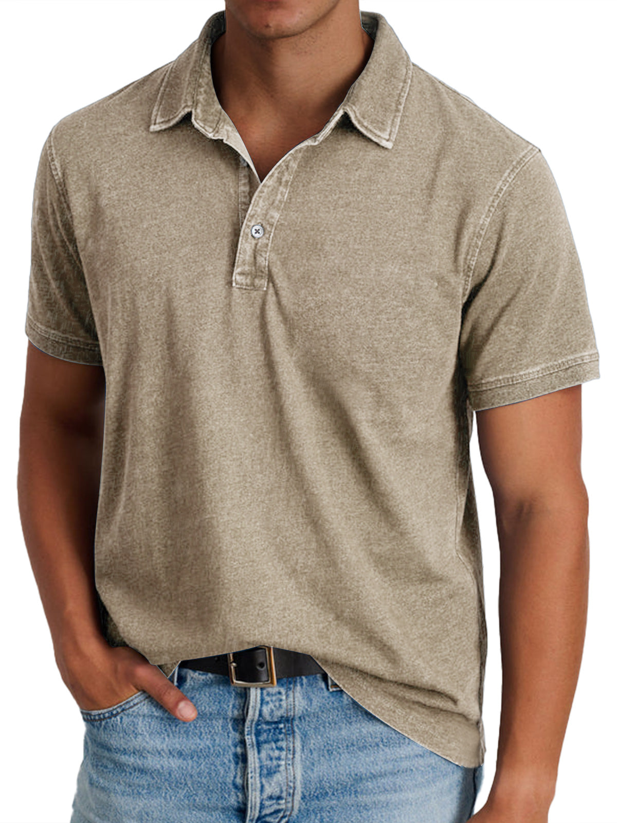 Polo homme col V | Léger et respirant, boutons discrets | Nombreux coloris, tailles S à XXXL