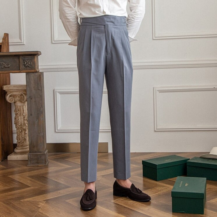 Pantalon homme taille haute | coupe soignée avec fermeture à boucle réglable